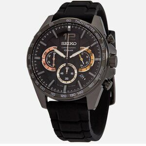 Seiko Rose Gold Double Ring Black Dial Men's Watch